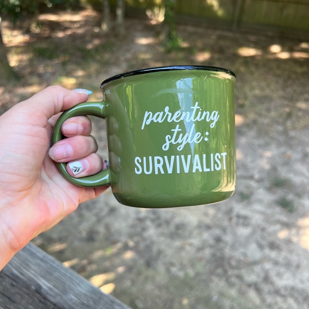 THRESHOLD Green "Parenting Style: Survivalist" Stoneware Coffee Mug - Picture 4 of 5